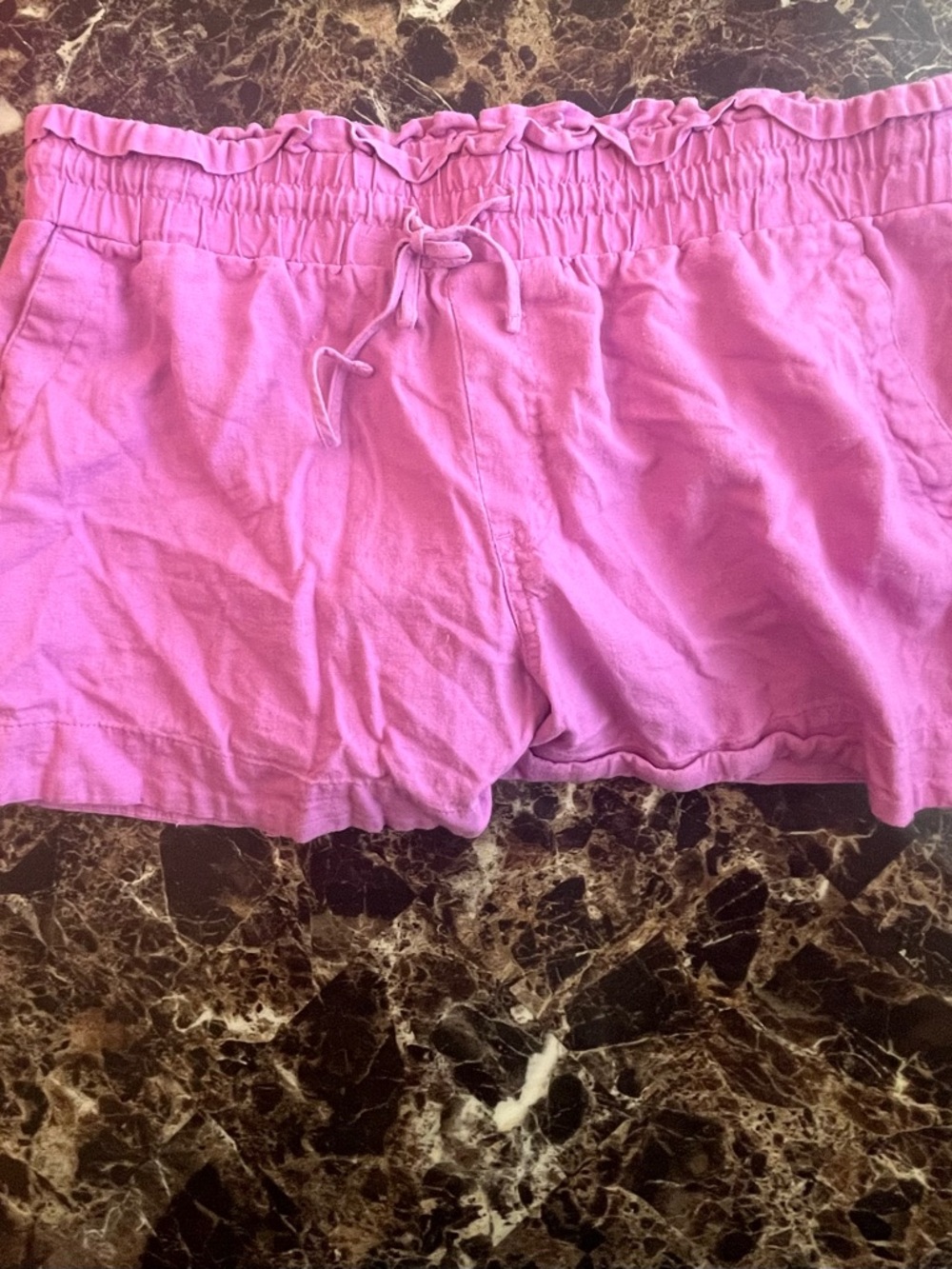 A New Day linen blend Drawstring Ruffle Waist Shorts